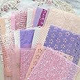 Aromoty 30 sheets Textured Scrapbook Paper&Mesh Fabric set - A5 Handmade Craft Mulberry Special Paper Mix for Scrapbooking Junk Journal Journaling Supplies Card DIY Materials Collage, 5.8x8.2 Inches