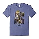 Mens Marvel Guardians Vol.2 I AM GROOT Cute Angry Graphic T-Shirt XL Heather Blue