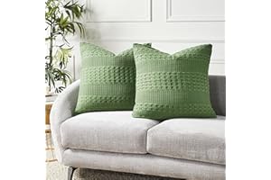 VHC Brands 100% Cotton Waffle Weave Olive Green Euro Sham Set of 2 26x26, Decorative Throw Pillow Covers/Shams, Boho Farmhouse Bedroom Decor
