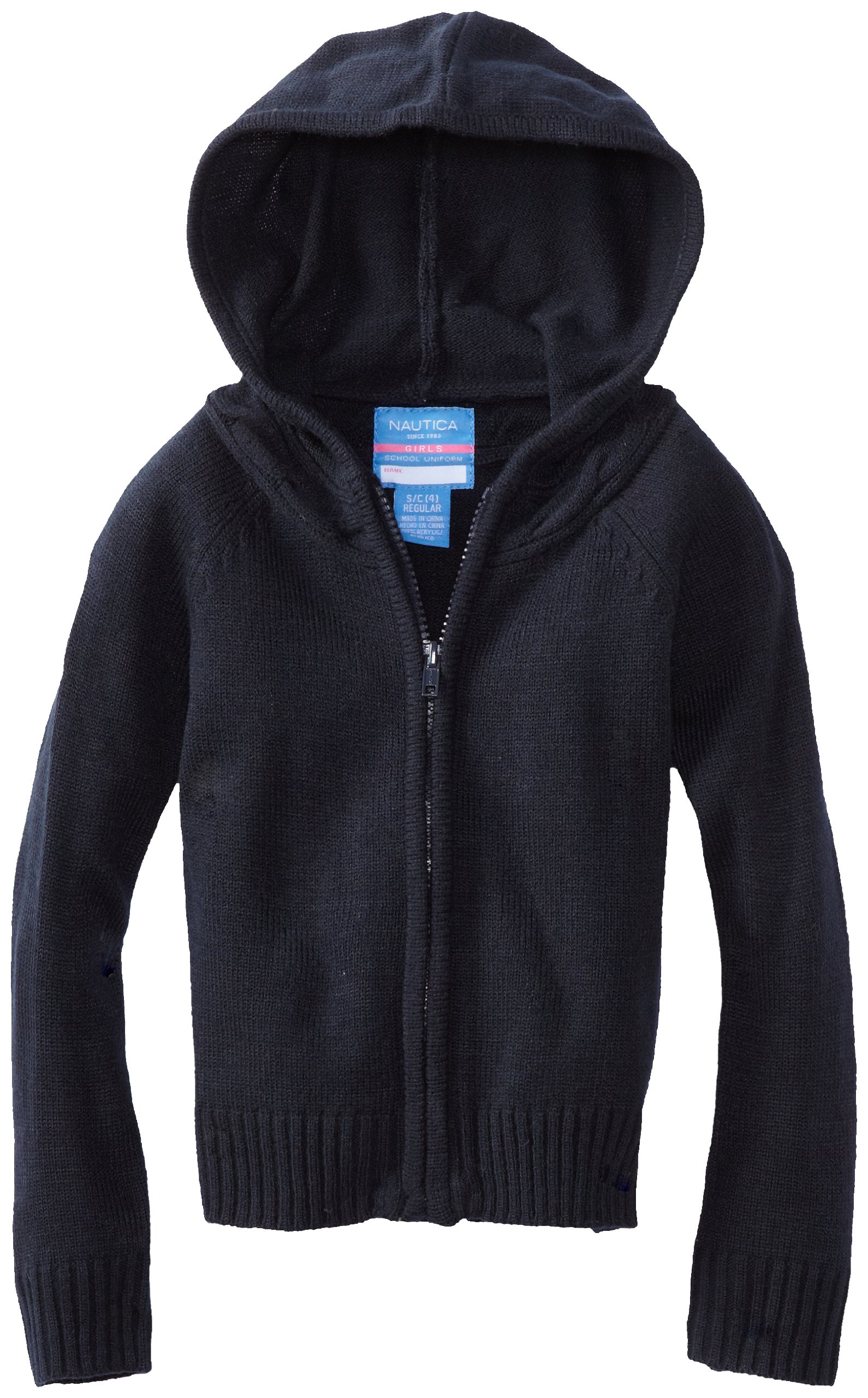 Nautica Girls' Uniform Sweater Hoodie Navy Little Girls Small Free