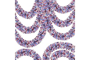 GUTAKZIO 50FT 4th of July Decorations 4th of July Garland Red White and Blue Tinsel Garlands Patriotic Garlands for Holiday Celebration Party Memorial Day Independence Day 4th of July Decor