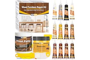 Hupeyna Wood Furniture Repair Kit, 21 Pcs Touch Up Wood Putty, Wood Fillers and Beeswax - Repair Cracks, Scratch, Hole, Discoloration for Wooden Floor, Door, Laminate, Table, Cabinet Surfaces