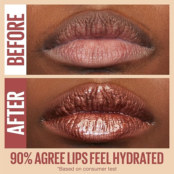 MAYBELLINE LIFTER GLOSS, HYDRATING LIP GLOSS WITH HYALURONIC ACID, HIGH SHINE FOR PLUMPER LOOKING LIPS, AMBER, CREAM NEUTRAL, 0.18 OUNCE