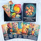 Divine Flow Oracle Deck, Oracle Cards for Beginners, 50 Healing & Intuitive Guidance Cards with Colorful Spiritual Artwork, Inspirational Messages for Clarity, Trust, Meditation, Self-Reflection Deck
