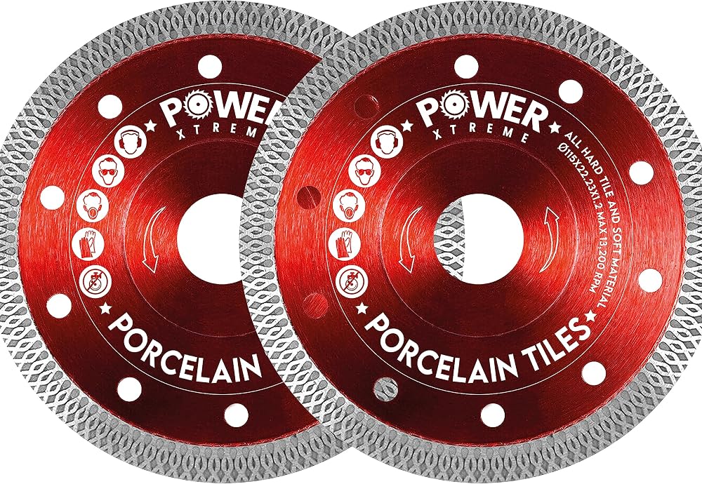 Power Xtreme 115mm Diamond Cutting Discs for Angle Grinder Pack of 2