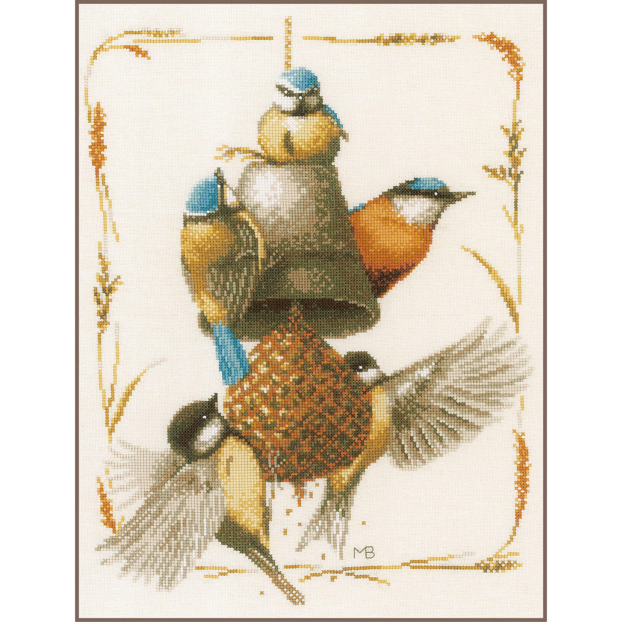 Lanarte PN-0171765 MB Bird House II Counted Cross Stitch Kit, Cotton, Multi-Colour, Approx. 30 x 39 cm / 12 x 15.6 inches.
