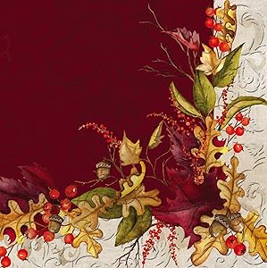 Cypress Home Autumn Foliage Embossed Paper Cocktail Napkins, 20 count