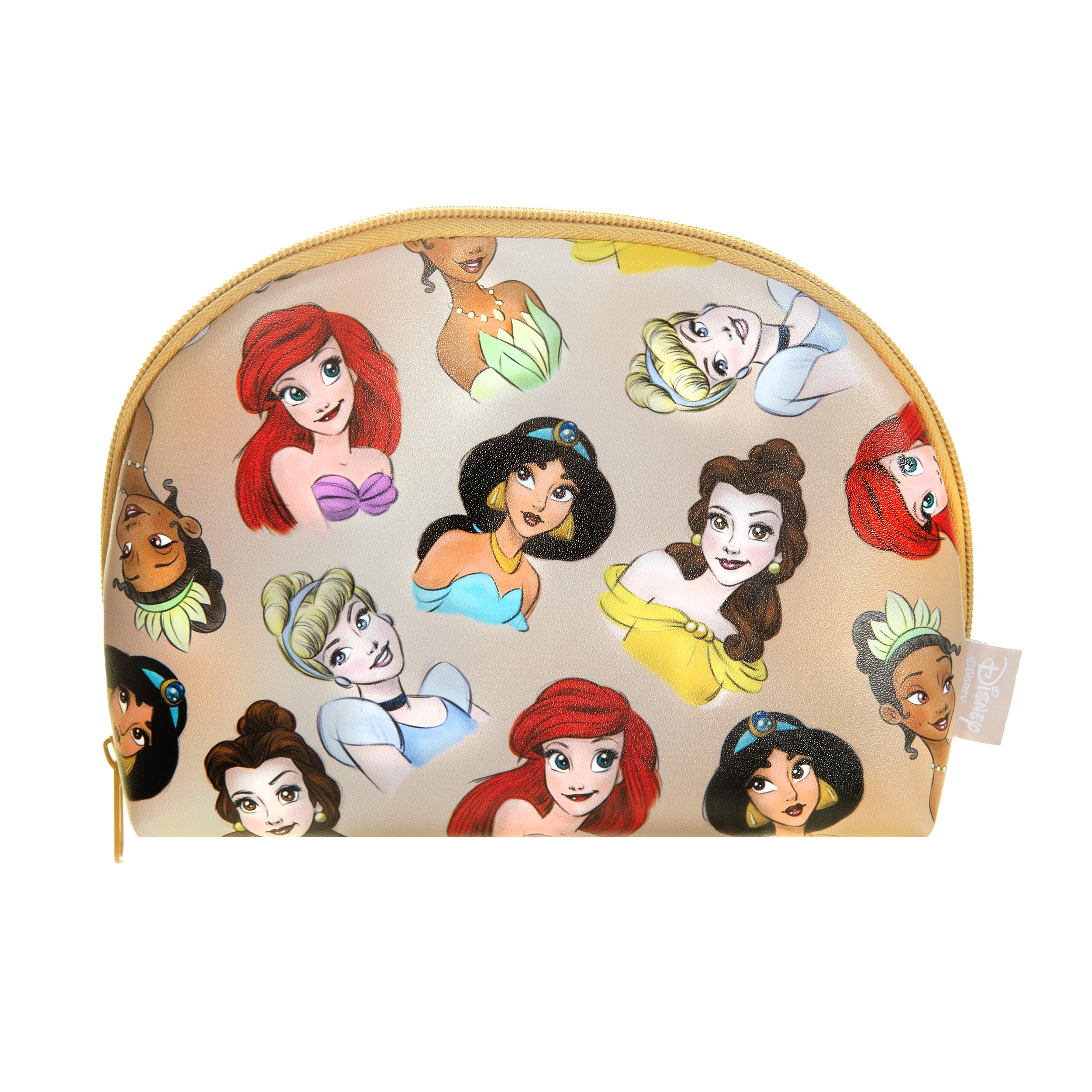 MAD Beauty Disney Princess Cosmetic Makeup Bag | Ariel Jasmine Cinderella Tiana Belle | Official Disney Licensed Product | Novelty Beauty, Cosmetic, and Skincare Gifts for Women, Adults, and Kids