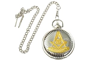 THE MASONIC EXCHANGE Past Master Masonic Pocket Watch - [Silver & Gold][2'' Diameter]