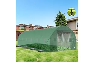 BTDWI 25*10*6.6FT Heavy Duty Greenhouse for Outdoors, Large Walk-in Green House with High Tunnel PE Cover & Irrigation Garden Sprinkler System for Winter, Green