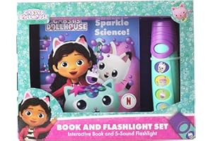 Gabby’s Dollhouse - Sparkle Science! Board Book and 5-Sound Flashlight Toy Set - PI Kids