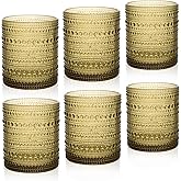 JPPSUJJ Cocktail Glasses 10 oz Hobnail Drinking Glasses Set of 6, Vintage Glassware, Textured Glass Cups Bubble Glasses Water Glasses Old Fashion Jupiter Glasses Set, Green