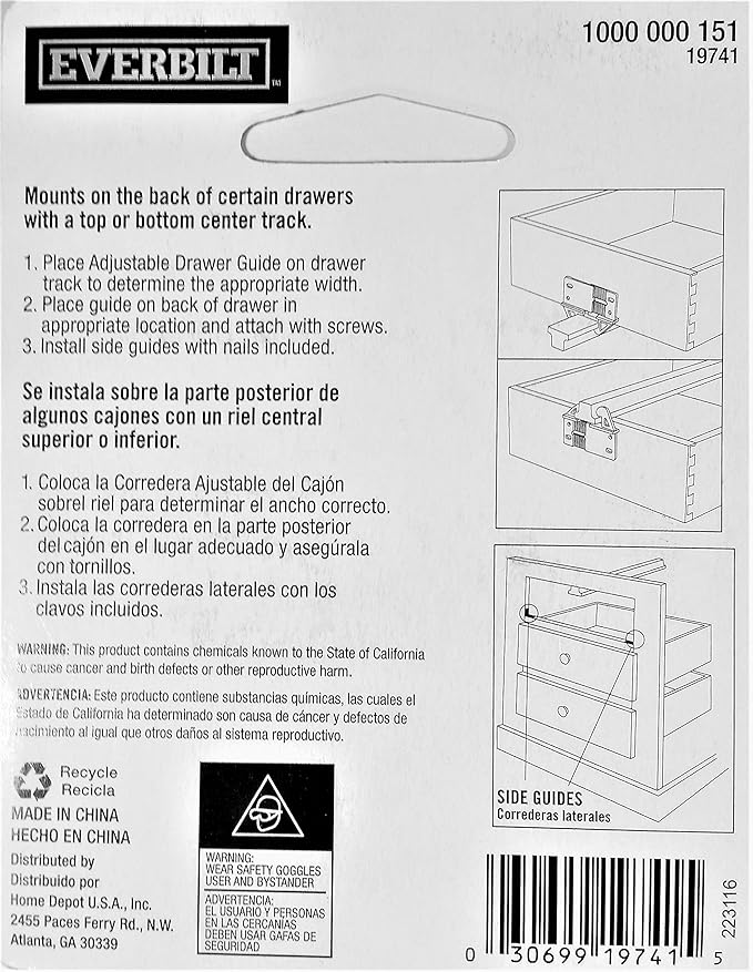 Amazon Com Everbilt Adjustable Drawer Guide Kit Home Kitchen