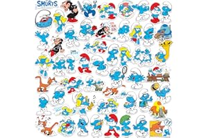 GRAPHICS & MORE The Smurfs 50ct Vinyl Large Deluxe Stickers Variety Pack - Laptop, Water Bottle, Scrapbooking, Tablet, Skateboard, Indoor/Outdoor - Set of 50