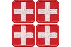 Laughing Lizards Medic First Aid Patch (4-Pack) | Tactical Red Cross IFAK Hook & Loop Medic EMT Patch for Identifying Medical First Aid Kit