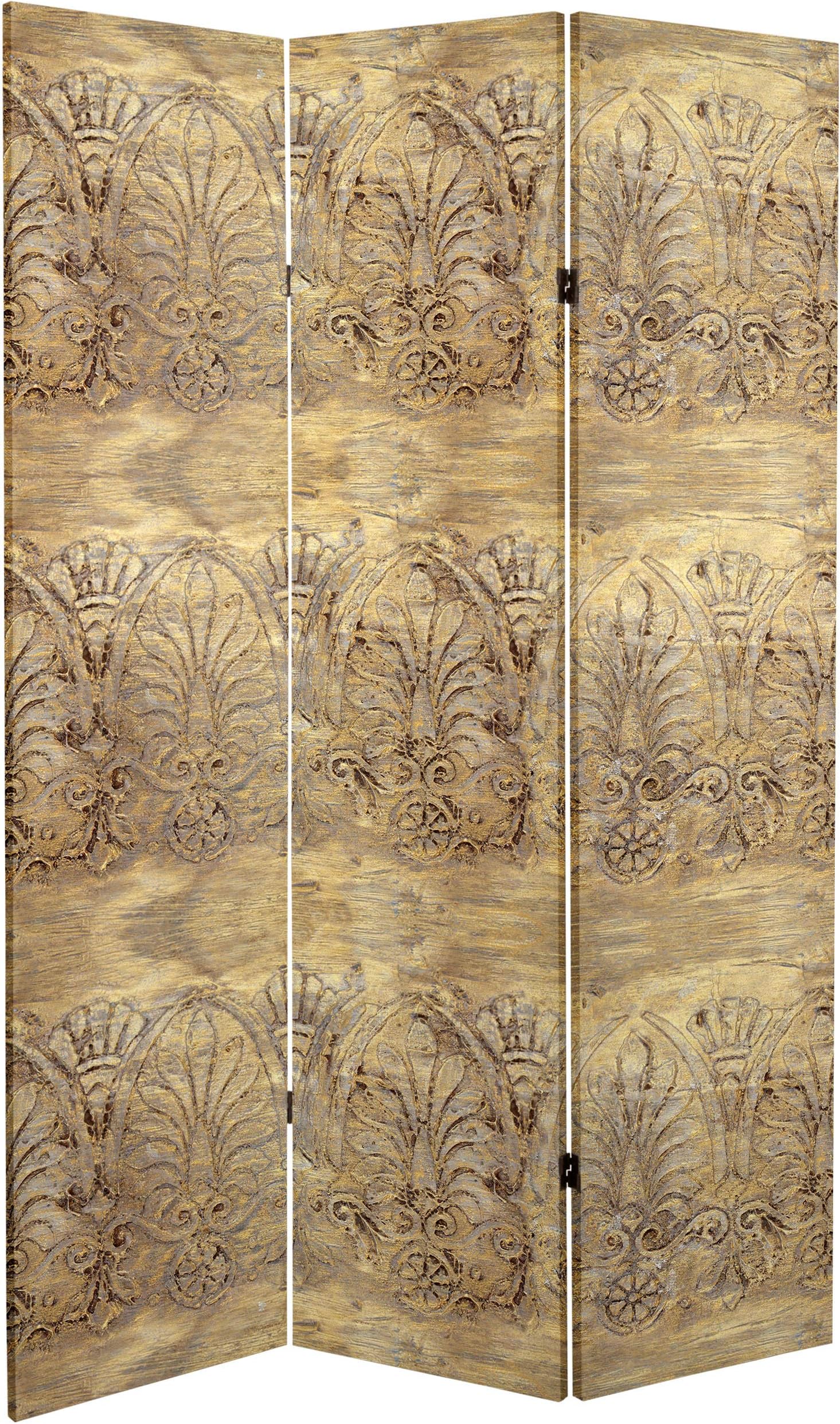 Red Lantern 6 ft. Tall Tranquil Ripples Canvas Room Divider, Baroque Flourish