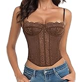 Raxnode Lace Bustier Corset Tops for Women - Sexy Going Out Party Club Top with Buckle