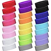 26 Pieces Sweatbands Cotton Sports Headbands Colorful Terry Cloth Sweat Absorbing Athletic Sweatband for Working Out, Basketball, Soccer, Running, Yoga, Outdoor Sports Activities Multicolor