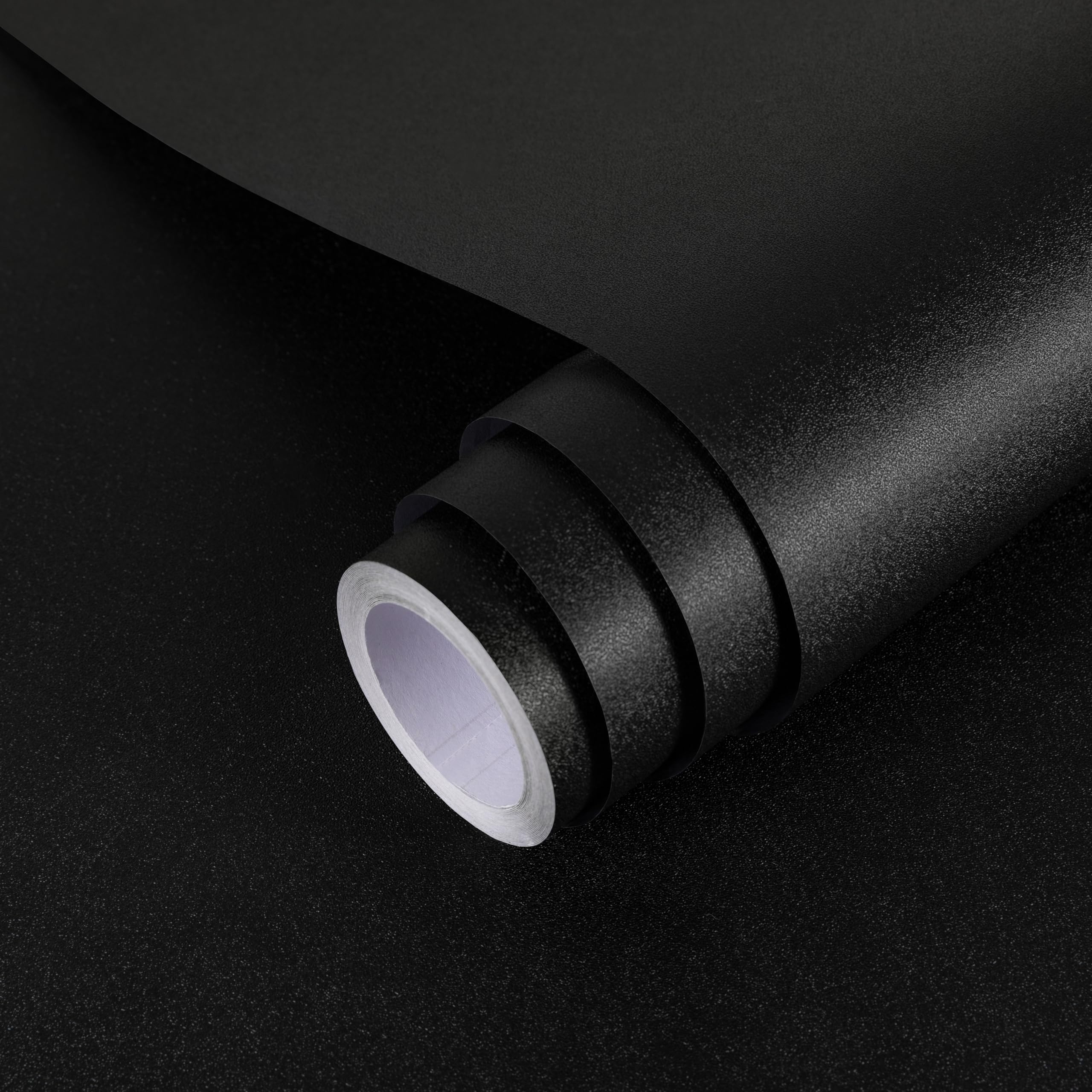 Hode Black Vinyl Wrap Matt 40X300cm, Black Sticky Back Plastic Roll, Self Adhesive Wallpaper for Furniture Kitchen Cupboard Covering Contact Paper Waterproof