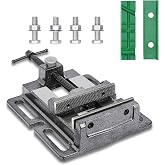 Drill Press Vise,4" Heavy Duty Bench Vise, Bench Clamp Vise，Drill Press Vice with Multi-Groove Vice Jaw Pads and Quick Adjustment Button