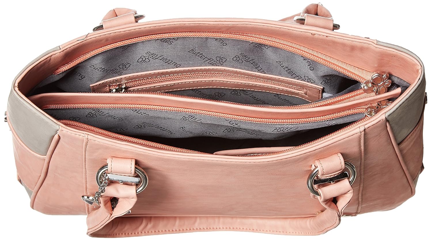 butterflies women's handbag (peach) (bns 0546 pch)