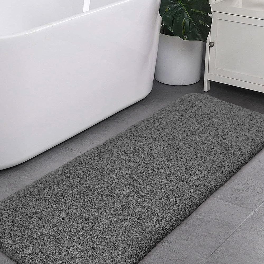 Non Slip Bath Mat Extra Large 50x122cm Dark Gray Ultra Thick