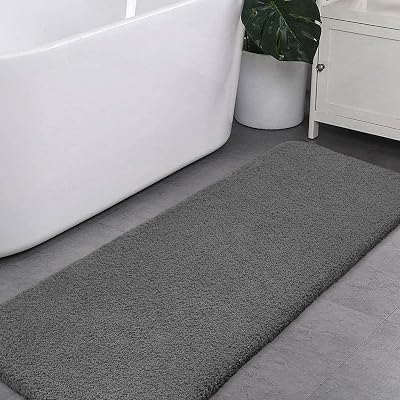 Non Slip Bath Mat Extra Large 50x122cm Dark Gray Ultra Thick