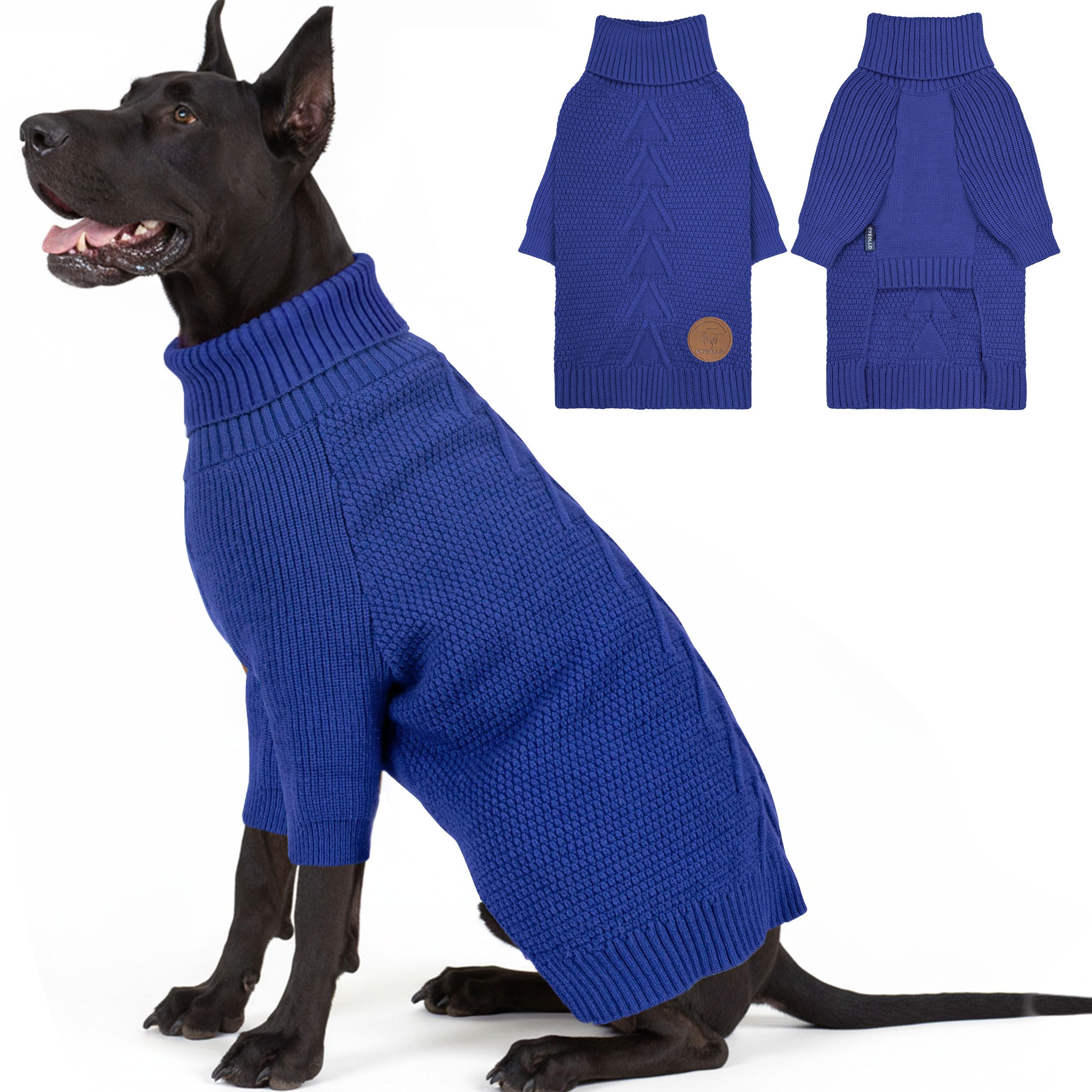 cyeollo 4XL Dog Sweater,Pullover Turtleneck for Large Dogs, Classic Knitwear Fall Winter Cold Weather Pet Clothes for Giant Breed Warm Pet Apparel Large Big Dog Sweaters Male, Royal Blue XXXXL Image
