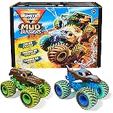 Monster Jam Mud Blasters, Grave Digger and Megalodon Color Changing Trucks 2-Pack, 1:64 Die Cast Vehicle, Kids Toys for Boys