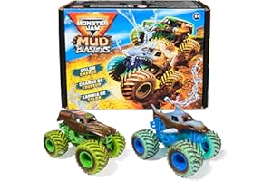 Monster Jam Mud Blasters, Grave Digger and Megalodon Color Changing Trucks 2-Pack, 1:64 Die Cast Vehicle, Kids Toys for Boys 