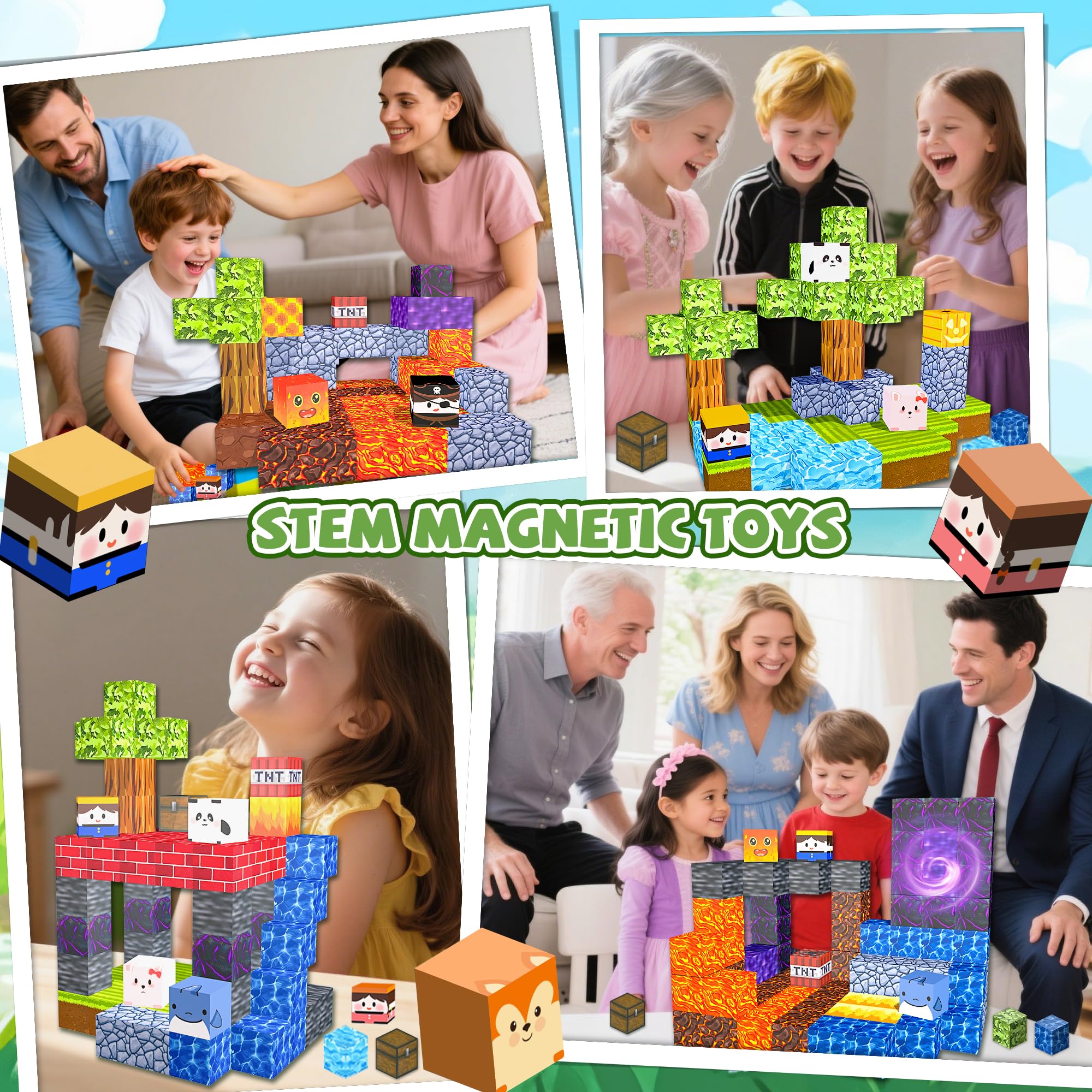 Winchoice 100PCS Magnetic Blocks Building Toys for Toddlers 3+, Magnetic Cubes Sensory Gifts for Kids, Stacking Magnet Blocks for Christmas Birthday, 1 Inch