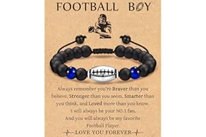 Leyung Bracelet Gifts for Teenage Boys, Football Baseball Basketball Soccer Bracelet Gifts for Teen Boys Player Son Grandson Team Friends, Christmas Birthday Gifts for Boys with Message Card