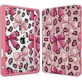 Tuiklol for iPad 10.2 case 2021 Gen 9th Release Built in Pencil Holder - Trifold Stand-Auto Wake/Sleep TPU Protection Stand Clear Back Cover for 2020 2019 [8th/7th] iPad 10.2 Case,Leopard Print Bow