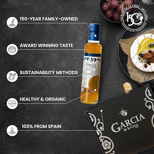 LEMON INFUSED OLIVE OIL BY GARCIA DE LA CRUZ, PREMIUM SPANISH ORGANIC OLIVE OIL, SINGLE-ORIGIN FAMILY OWNED, NON GMO AND ORGANIC
