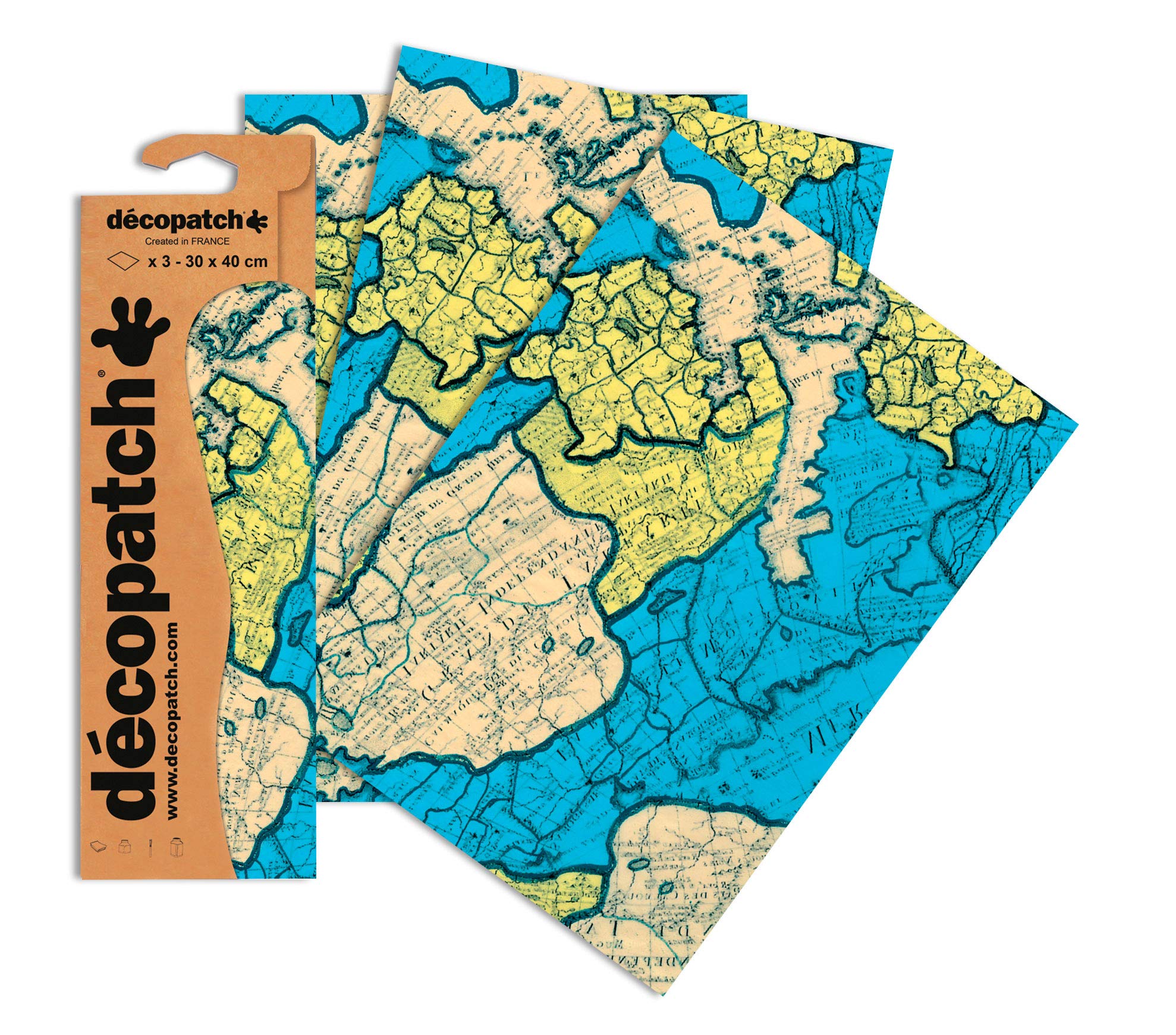 Décopatch Atlas Paper, 30x40cm (Pack of 3 sheets)