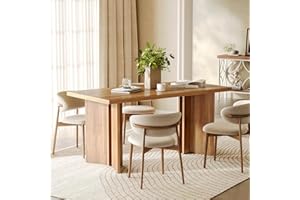 LITTLE TREE Wooden Dining Table Set for 6, 63-Inch Rectangle Kitchen Table, Modern Dinner Table for Home Dining Room, Kitchen