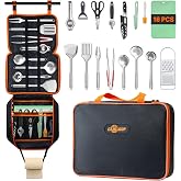 Gaialoop Camping Utensil Set, Camping Cooking Utensils &amp; Kitchen Tools | Portable camp cooking tools with knives, tongs, spatulas, cutlery and more for camping, BBQ and outdoor kitchens.
