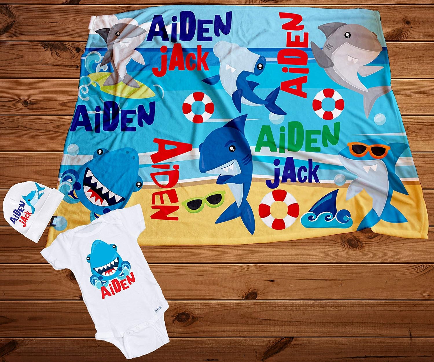 personalized shark blanket