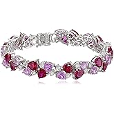 Amazon Essentials Sterling Silver Created Gemstones Bracelet, 7.25" (previously Amazon Collection)