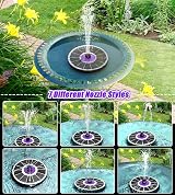 SZMP Solar Fountain 3.5W Glass Panel 7 Nozzles Bird Bath Water Feature Outdoor view 4