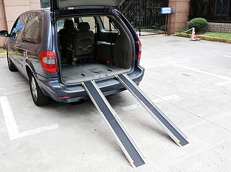 Chillroi ICHRORA020 Rollstuhlrampe Alu- Ladeschiene Anti Rutsch Oberfläche 152 x 19 x 4.8 cm