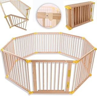 KIDUKU® 7,2 Meter Laufgitter XXL klappbar inkl. Tür, bestehend aus 8 Elementen, individuell formbar Laufstall Absperrgitter