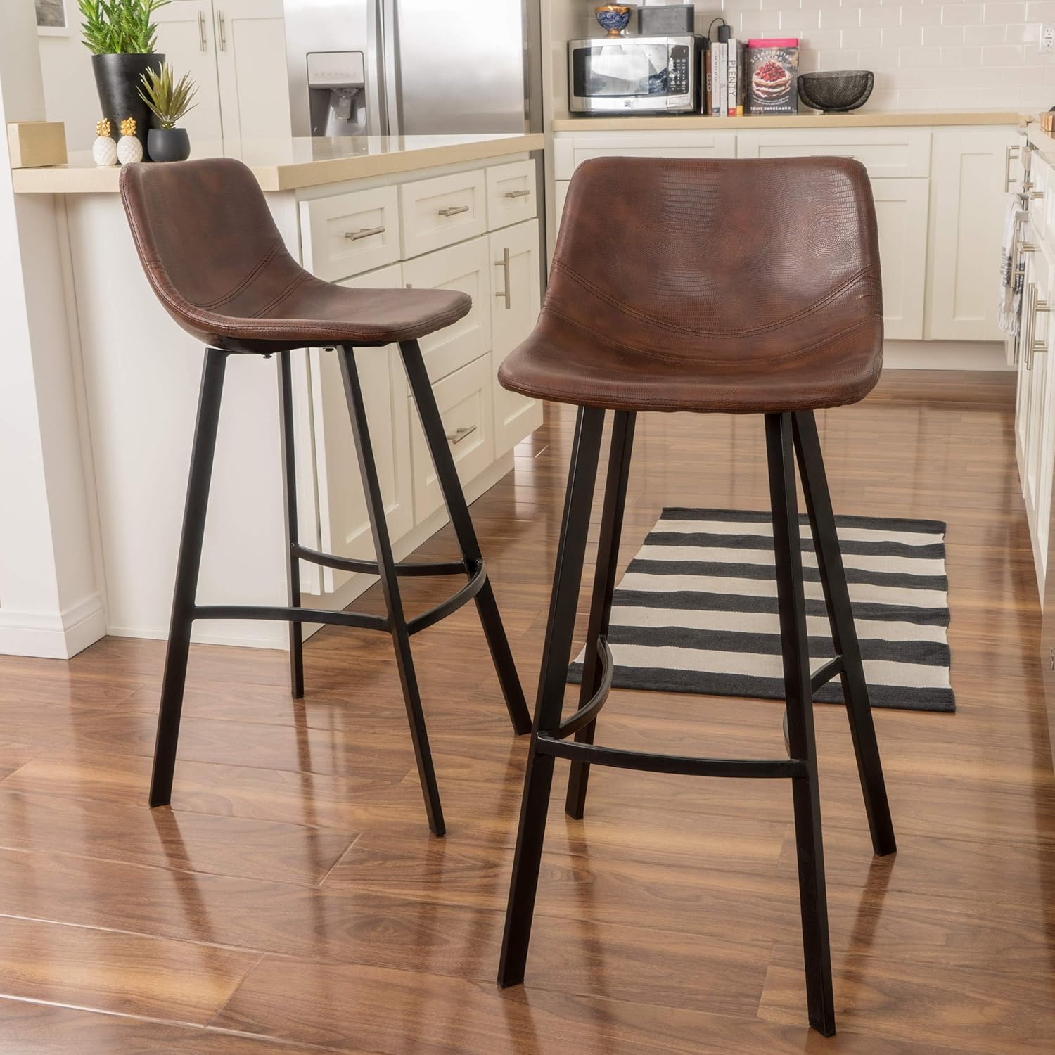 Christopher Knight Home Dax Barstools, 2-Pcs Set, Snake Skin Brown: Furniture & Decor