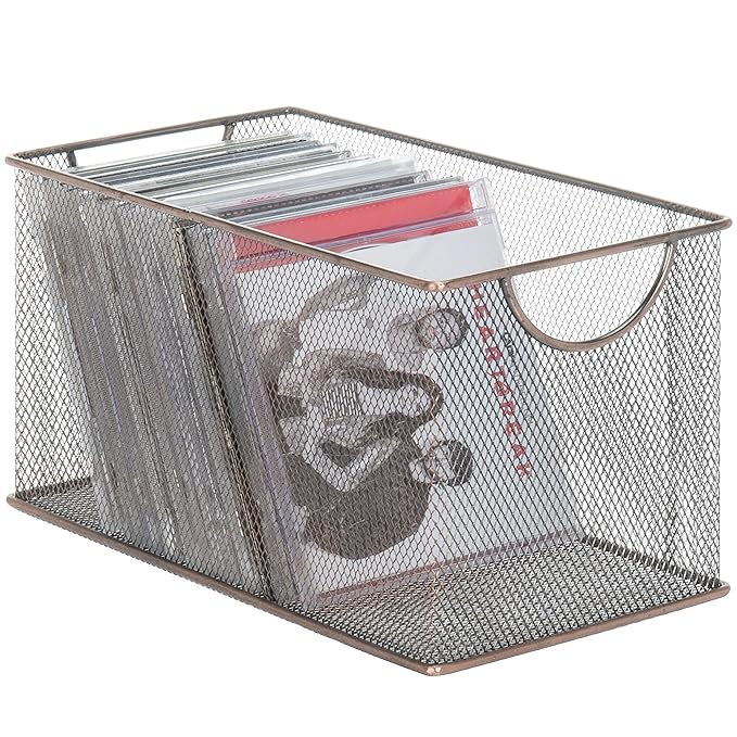 MyGift CopperTone Metal Mesh Desktop CD Holder, Media