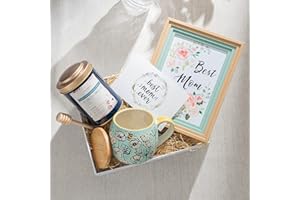 Taimei Teatime Loose Leaf Tea Gift Sets - Mom Gift Box with Blueberry Hibiscus Loose Leaf Herbal Tea, Mug, Picture Frame and Honey Sticker, Care Package Gift for Tea Lovers Women
