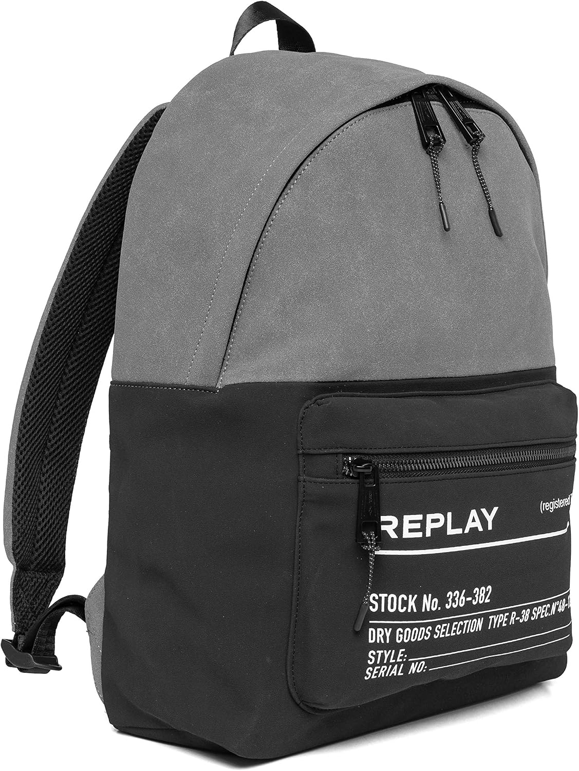 Replay Men's Fm3504 Backpack Handbag, 1447 Black Mouse Grey, UNIC