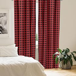 Lunarable Gingham Curtains, Scottish Kilt Print