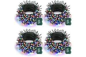 LOMOTECH Battery Operated Christmas Lights - 4 Pack Total 66ft 200 LED Battery String Lights 8 Modes Waterproof with Timer for Home, Garden, Party, Holiday, Christmas Tree Decoration (Green Wire, Multicolor)