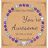 NICEIGHT Tiny Natural Stone Beaded Bracelets for Women Sometimes You Forget You're Awesome Inspirational Gifts Bracelets Mothers Day Graduation Christmas Birthday Gifts for Mom Friend Sister