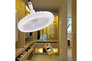 WOTOFULIN Socket Fan Light 10 Inches Socket Fan Ceiling Fan with Light Dimmable Remote Control 3 Fan Speeds E26 Light Socket Fan for Bathroom Bedroom Closet Kitchen